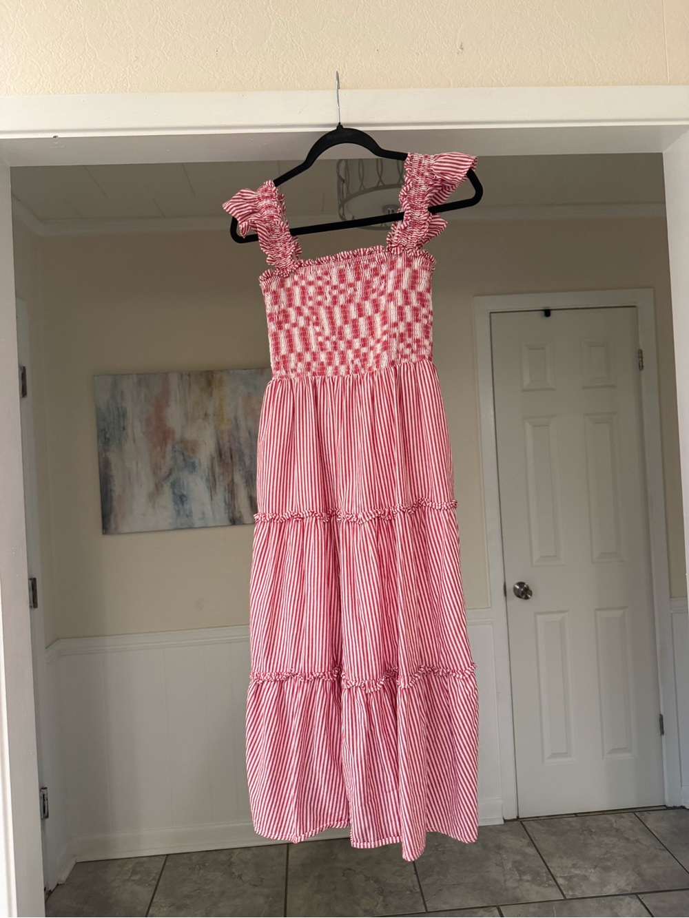 Sugarlips Pink and White Striped Smocked Sundress